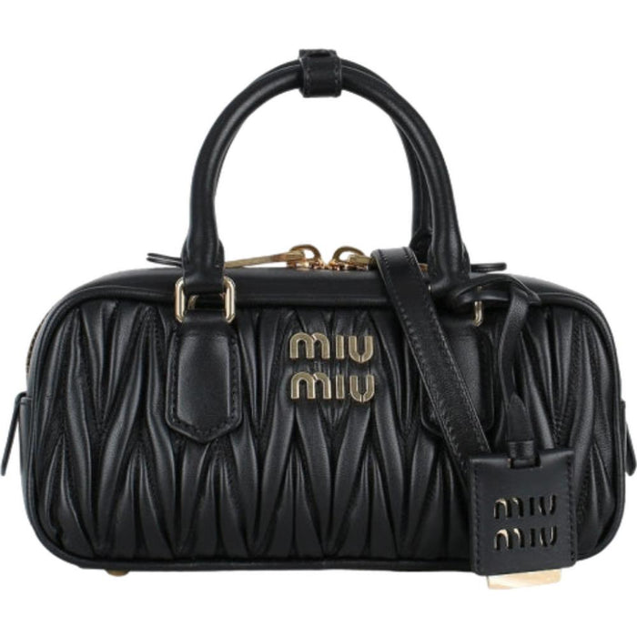 Miu Miu Matelassé Arcadie Regular Shoulder Bag Black Leather