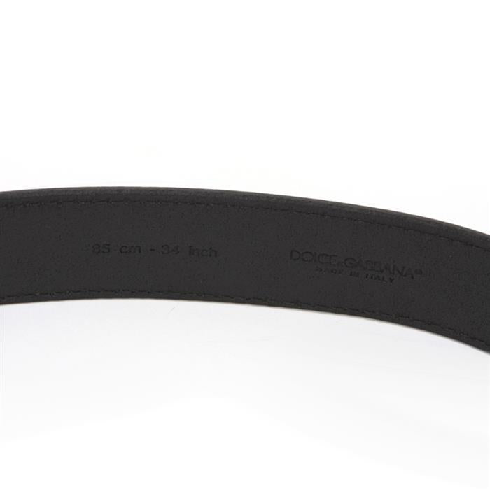 Dolce&Gabbana Mini Plate Stitch Leather Belt Black Men’s
