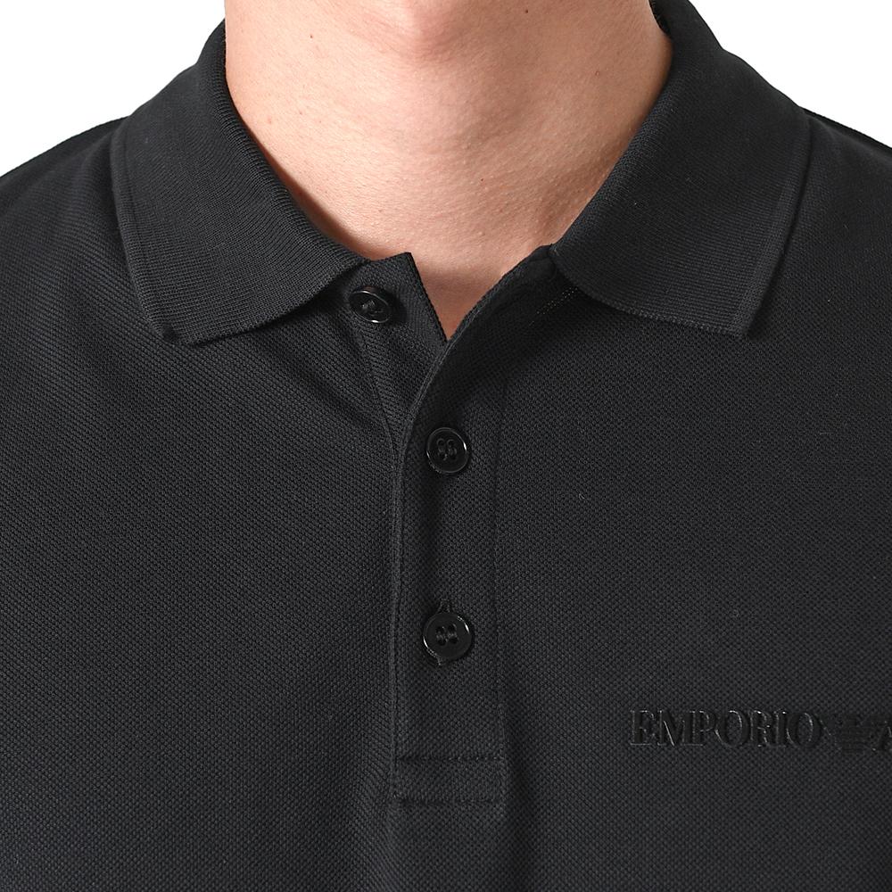 Emporio Armani Black Cotton Short Sleeve Polo Shirt