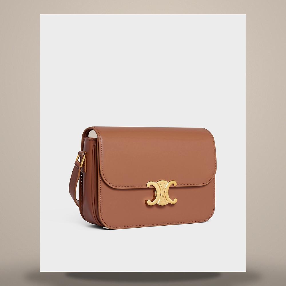CELINE Medium Triomphe Folio Natural Calfskin Tan Tote Bag L102U3705 04LU