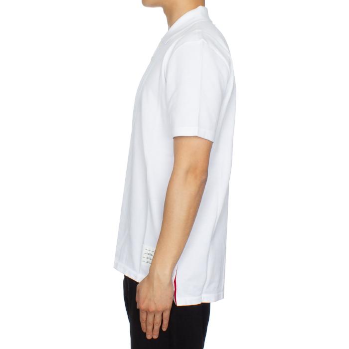 THOM BROWNE Men’s Relaxed Fit Polo Shirt White Three-Stripe Back