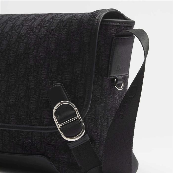 DIOR Jet Flap Messenger Bag Medium Black Leather Crossbody