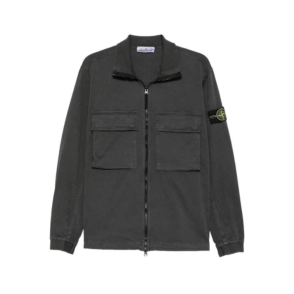 STONE ISLAND Old Effect Stretch Organic Broken Twill Cotton Overshirt Jacket