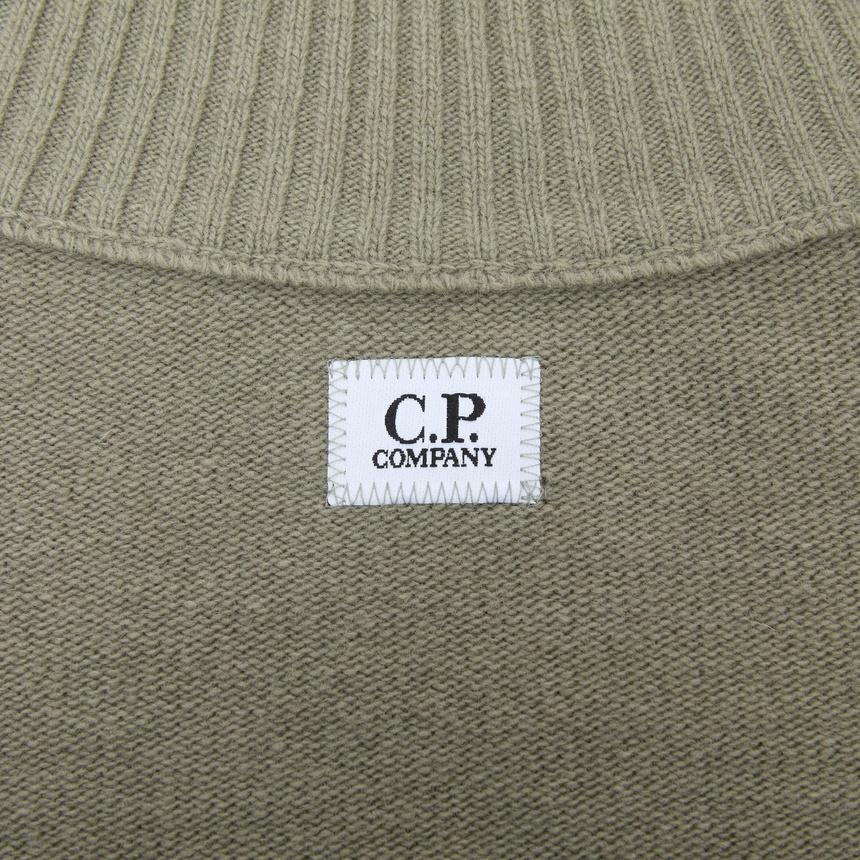 CP Company Men’s Zip-Up Knit Cardigan Green