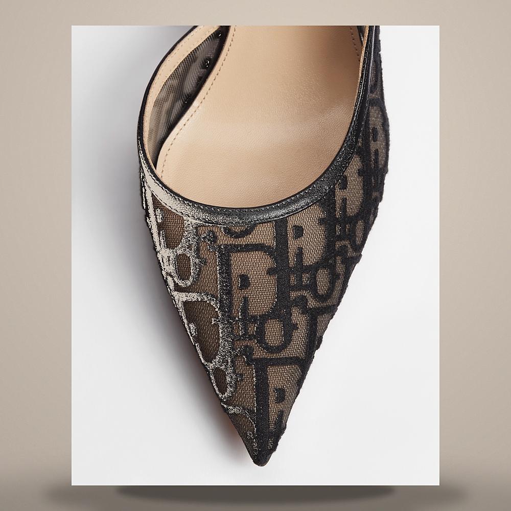 DIOR Black Oblique Embroidered Mesh J’Adior Slingback Pumps KDV565OEN S900