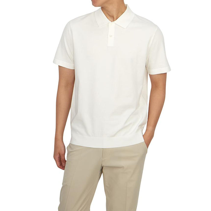 Theory Men’s Collared Short Sleeve Polo Shirt White Cotton
