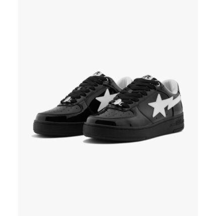 BAPE Leather Low-Top Sneakers Men’s White Casual Shoe 001FWL801301MBLK BLACK DOM