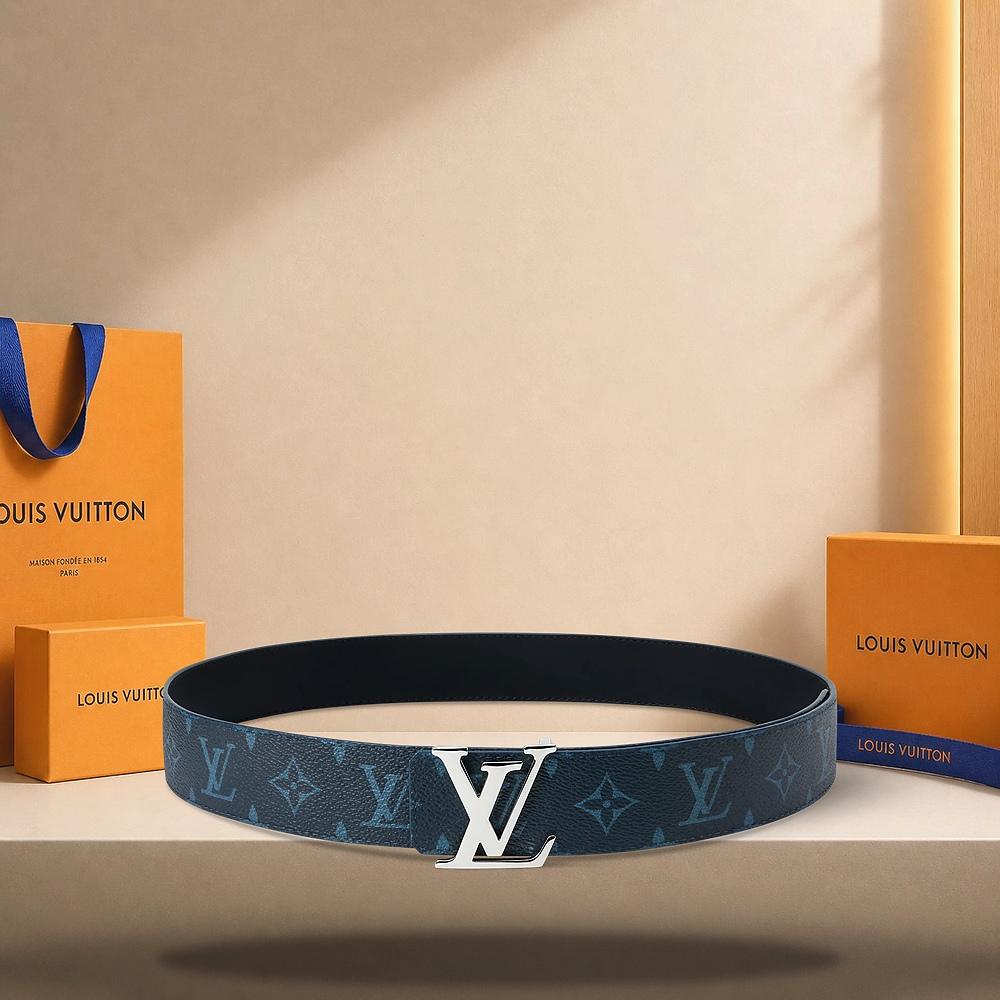 Louis Vuitton Monogram Reversible Belt 40mm Midnight Blue Black M4754