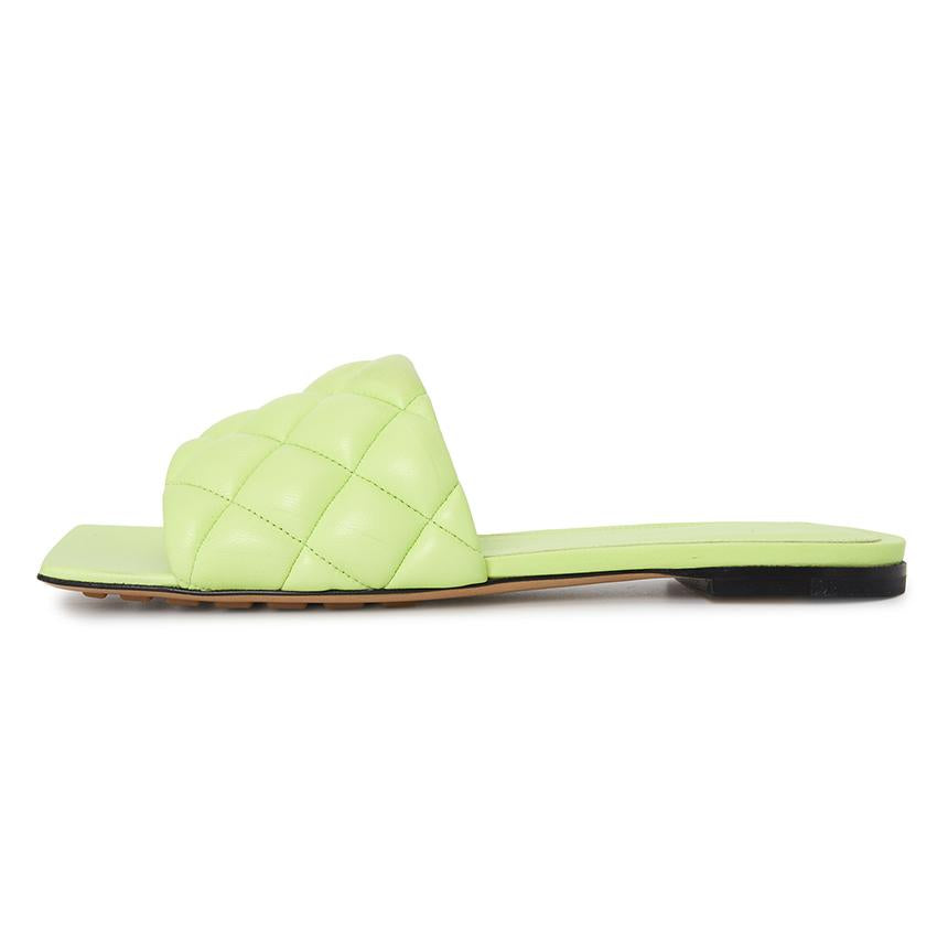 Bottega Veneta Padded Leather Green Slide Sandals Women