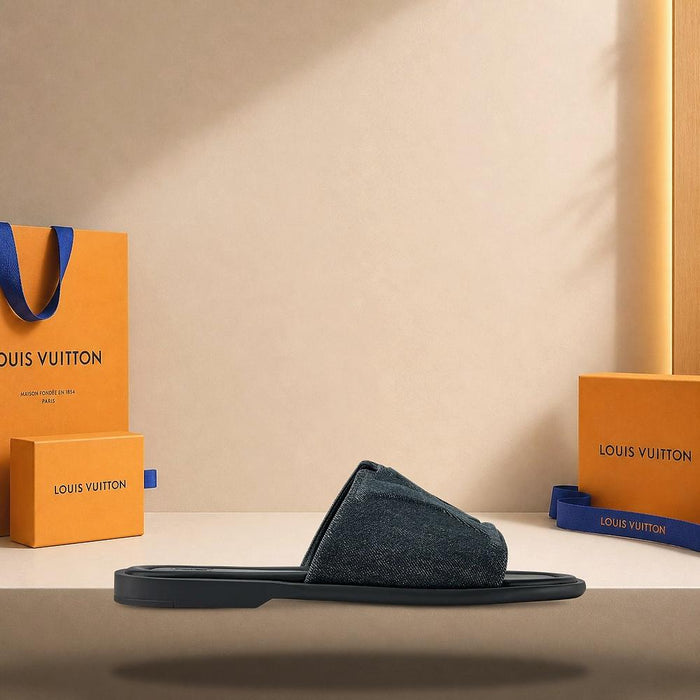 Louis Vuitton Portofino Mules Black Leather Slide Sandals