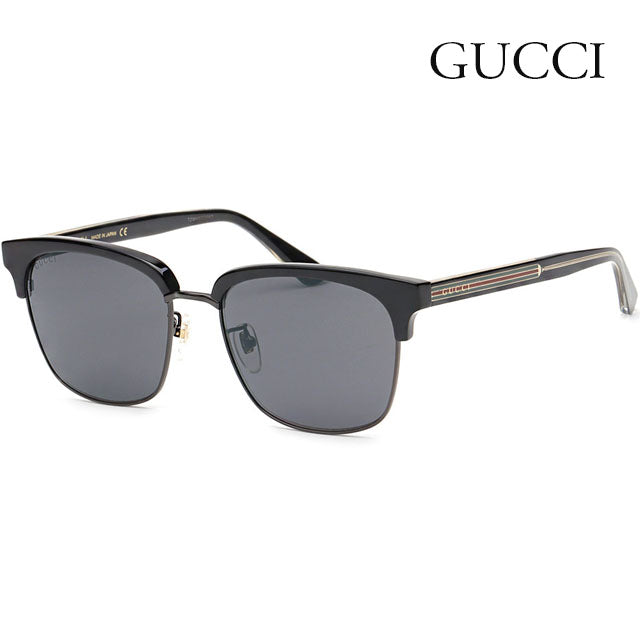 GUCCI Retro Half-Rim Sunglasses Black Acetate Unisex
