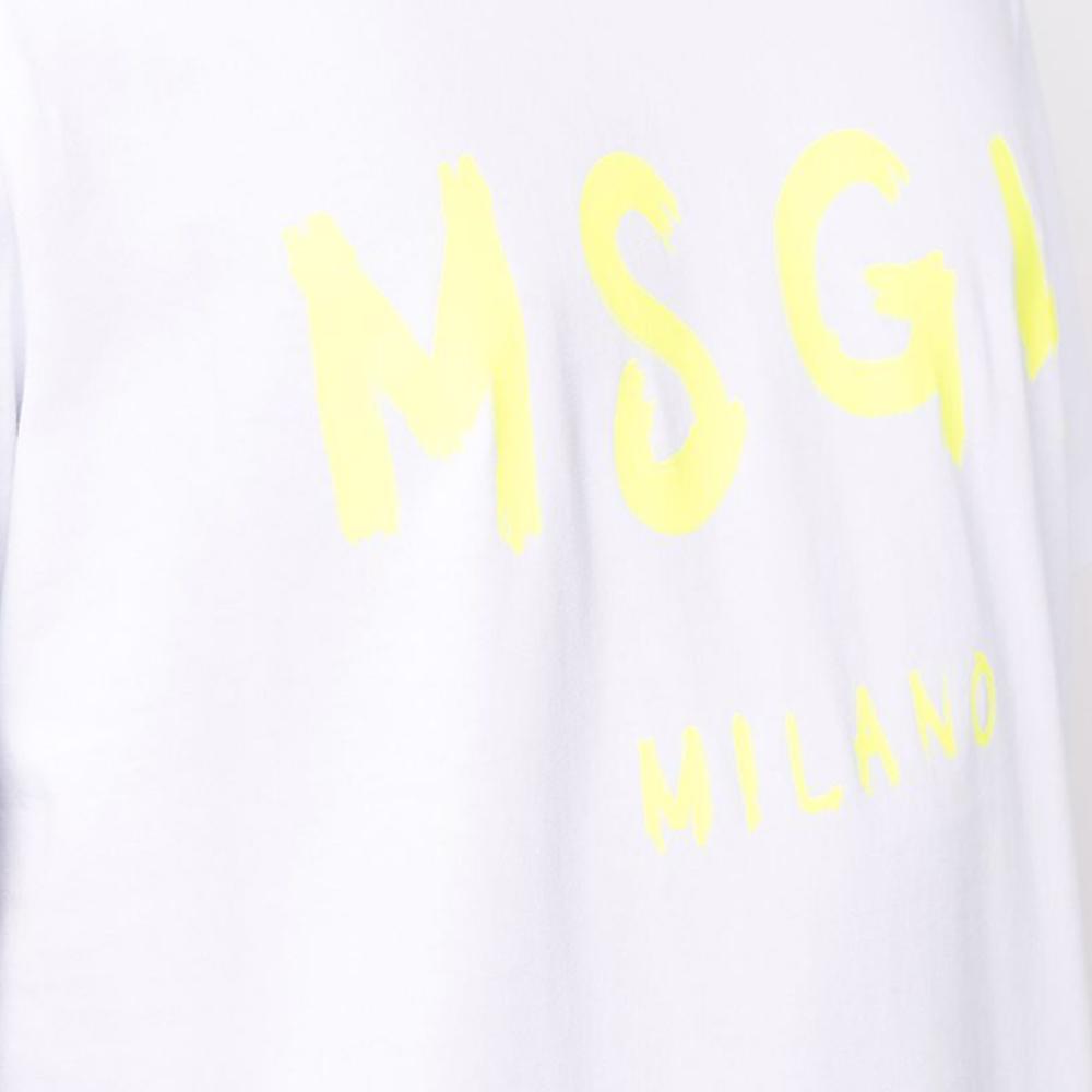 MSGM Logo Print Cotton T-Shirt White Men’s