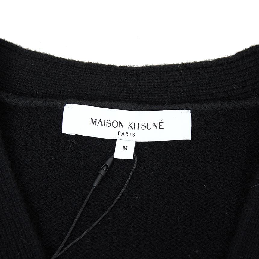 Maison Kitsune Fox Head Intarsia Wool Cardigan Men’s Gray PM00509 KM0329 0391