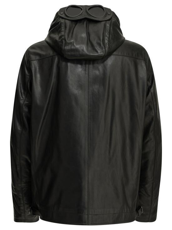 CP Company Leather Jacket for Men 21CMOW305A 110457L 999 BLACK DOM
