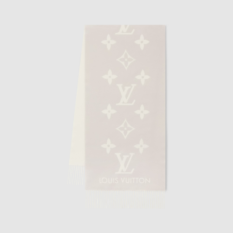Louis Vuitton Reykjavik Scarf Wool Blend Monogram Gray Scarf