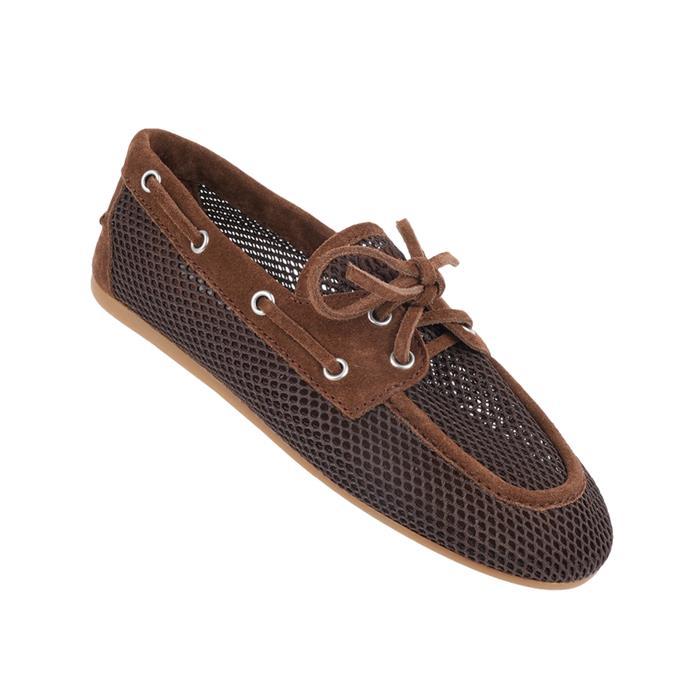 Miu Miu Mesh Suede Deck Flat Shoes