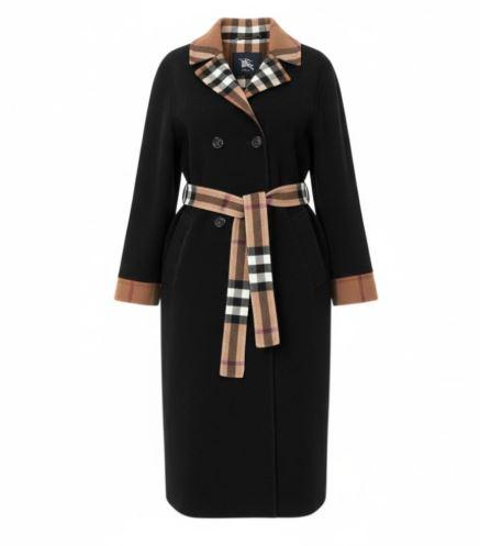 BURBERRY Reversible Check Wool Long Coat Women