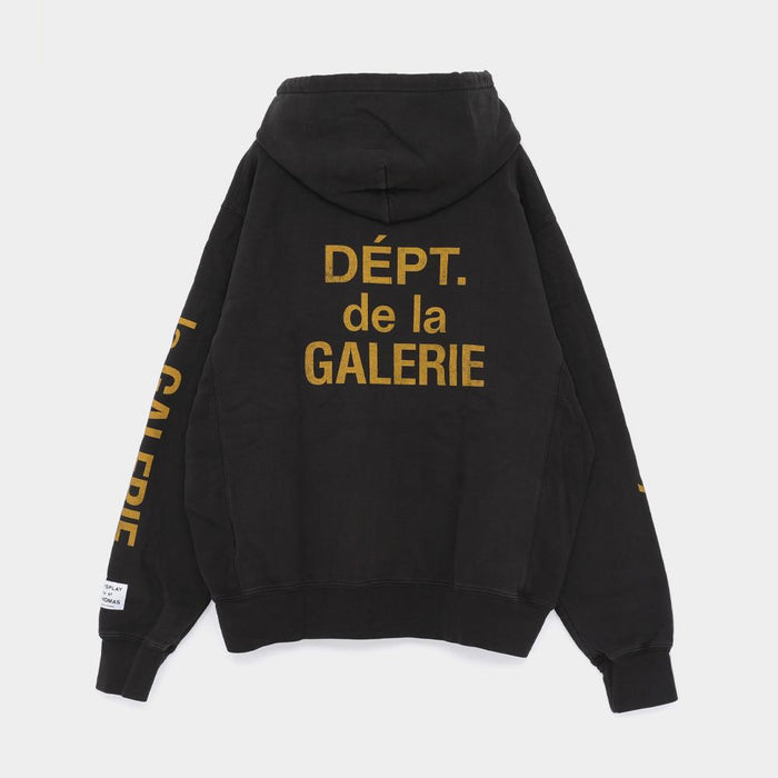 GALLERY DEPT. Print Logo Black Fleece Pullover Hoodie for Men DGH 50043 BLCK