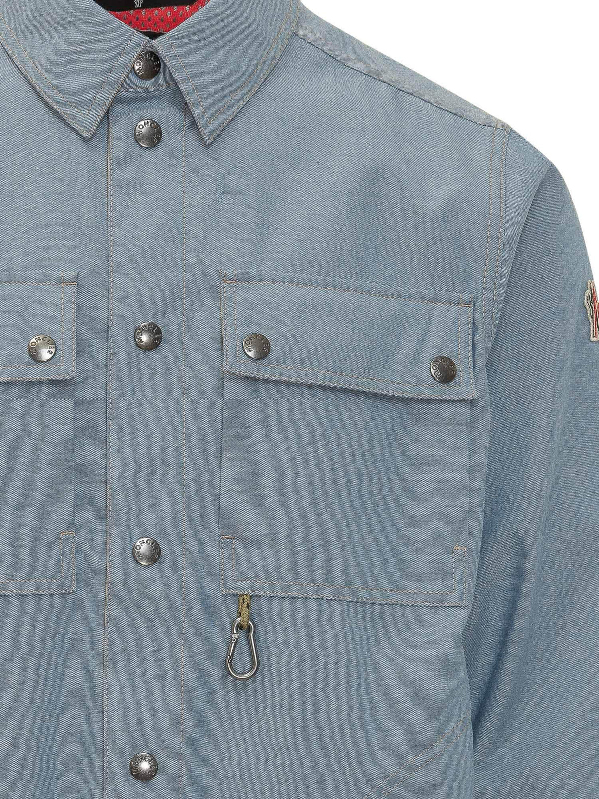 Moncler Long Sleeve Button-Down Shirt Navy Cotton Men's