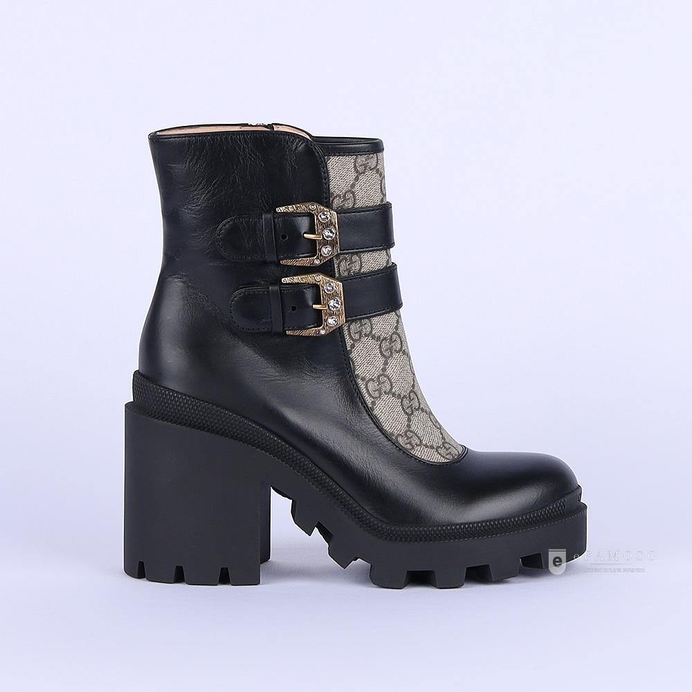 GUCCI GG Crystal Buckle Ankle Heel Boots 701100 UVV20 1182
