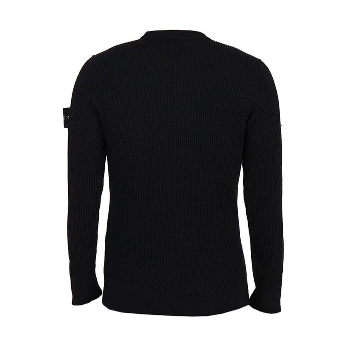 STONE ISLAND Ribbed Wool Crewneck Sweater with Logo Patch 7515521C2 V0020