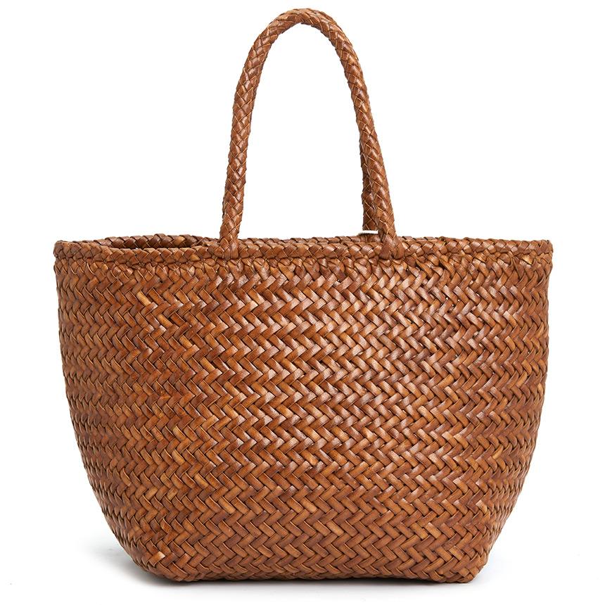 Dragon Diffusion Women's Small Woven Basket Tote Bag 8813 TAN