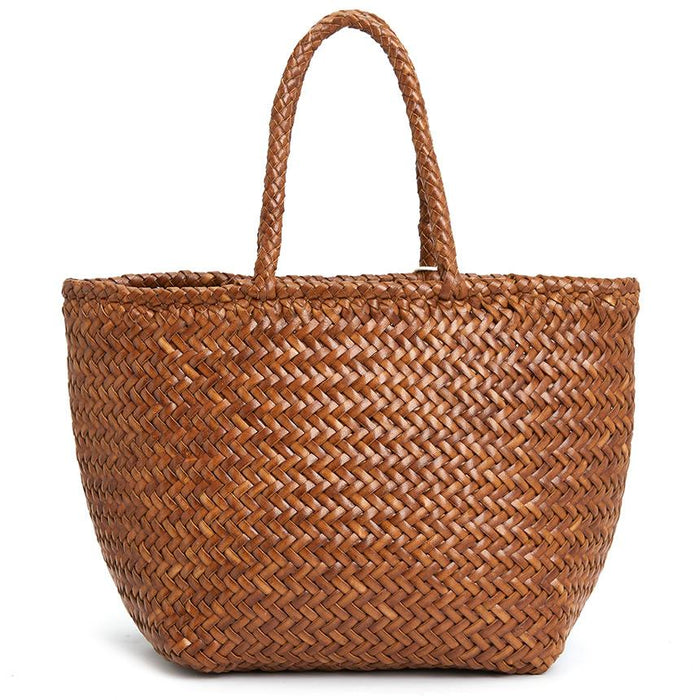 Dragon Diffusion Women's Small Woven Basket Tote Bag 8813 TAN