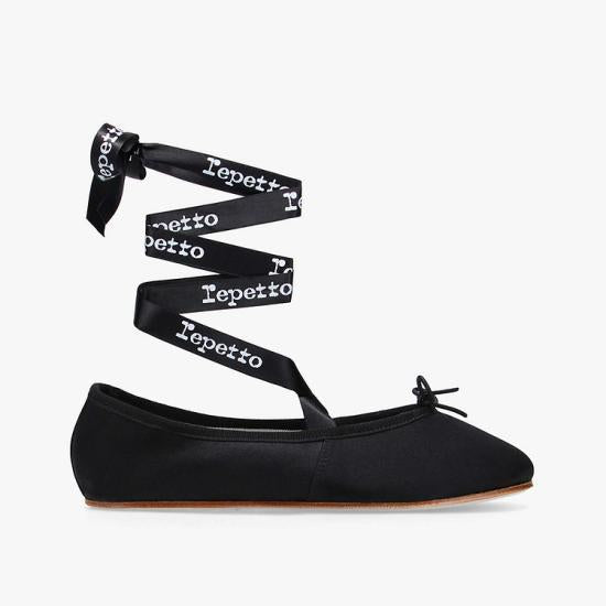 repetto Black Satin Ballet Flats V4197 SATRUB410 V4197 SATRUB410