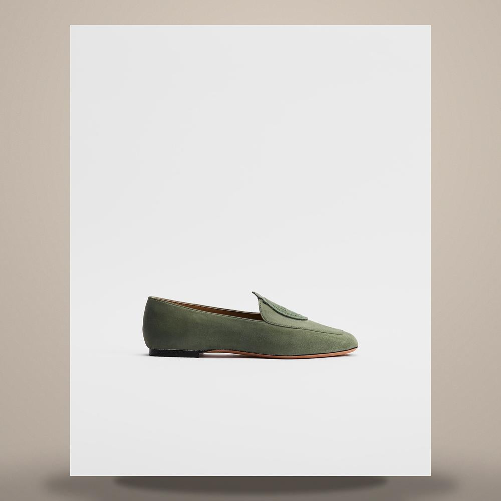 DIOR Khaki Suede Goatskin Medallion Loafers KDF216VVV S64H
