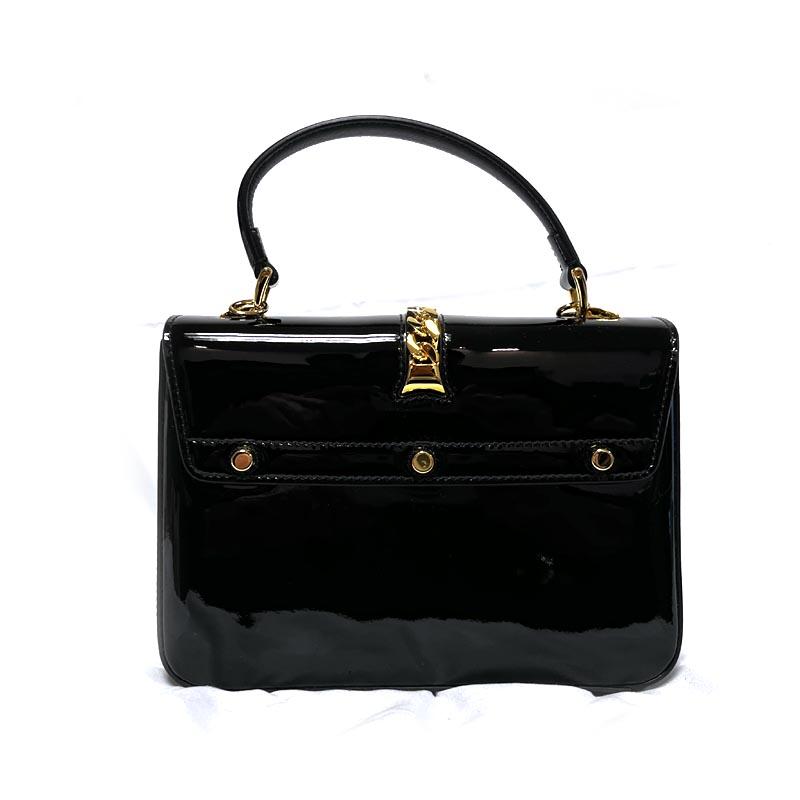 GUCCI Patent Leather Mini Top Handle Shoulder Bag Black 589479 1J70G 1000