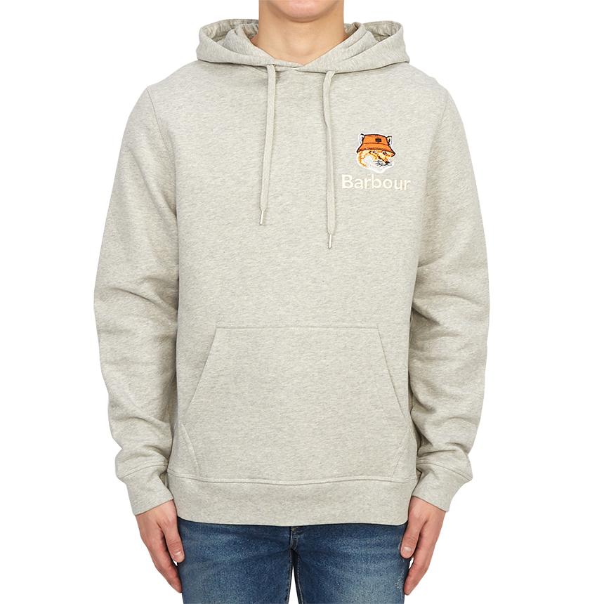 Maison Kitsune Barber Collaboration Fleece Hoodie Unisex Gray