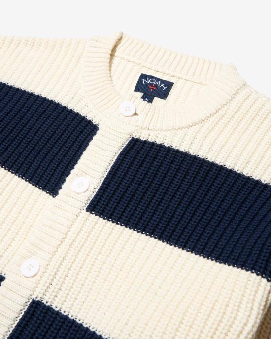 Noah Men's Knit Cardigan NOAU261MRCD036NV WHITE NAVY DOM