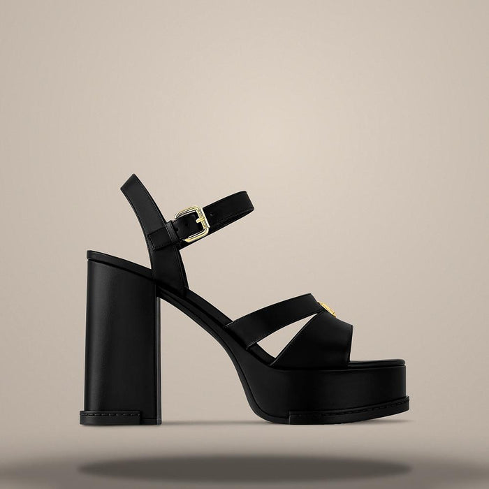 Louis Vuitton Men's Maya Black Heeled Platform Sandals 1AGXWU