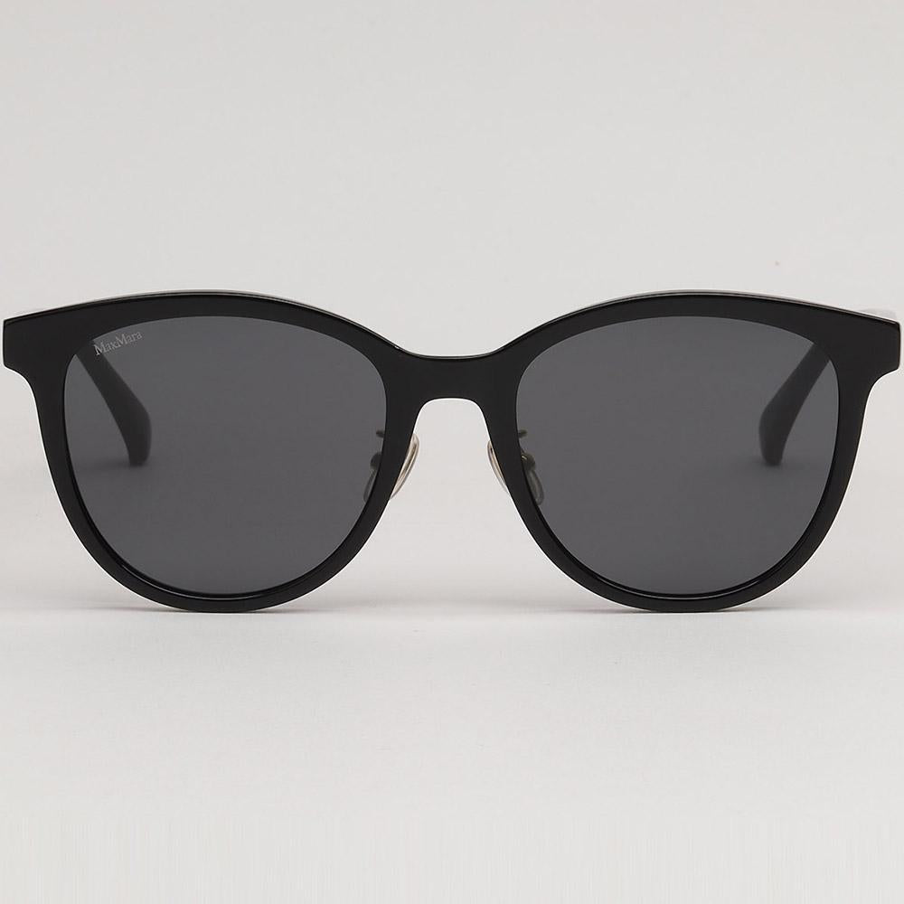 Max Mara Black Round Acetate Sunglasses Asian Fit Unisex MM0107K 01A