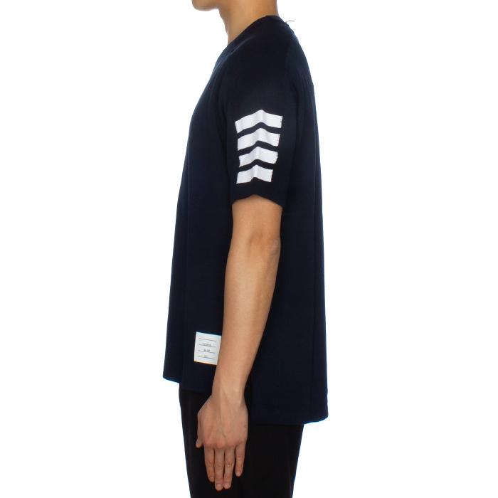 THOM BROWNE Navy Diagonal Stripe Short Sleeve T-Shirt
