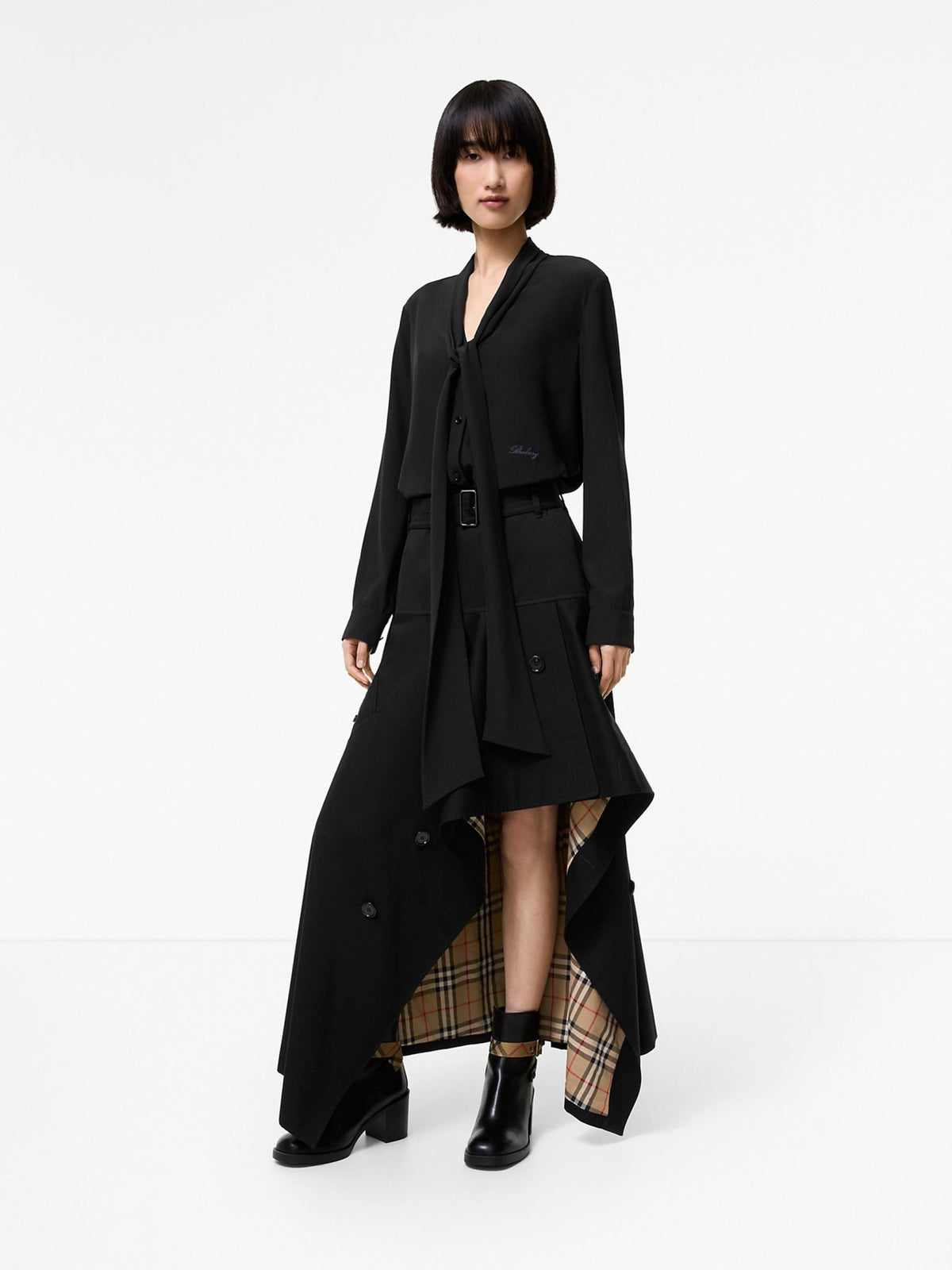 BURBERRY Black Wool Long Skirt