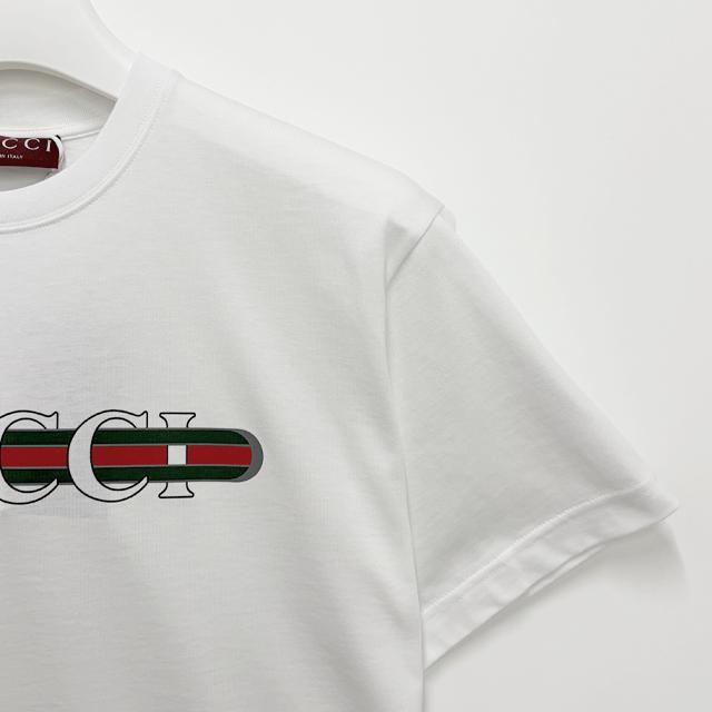 GUCCI Printed Logo Short Sleeve T-Shirt White Cotton Men