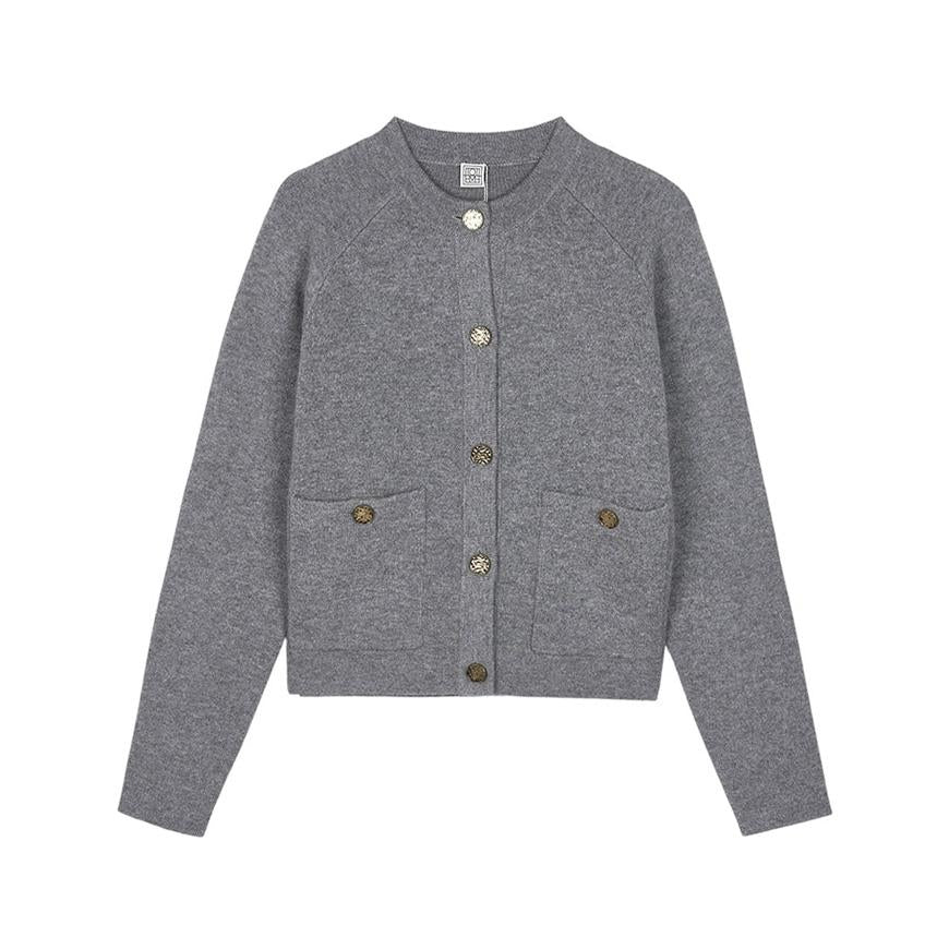 Toteme Hammered Button Cardigan Women’s Knit Sweater Gray 254WRT4357 YA0126