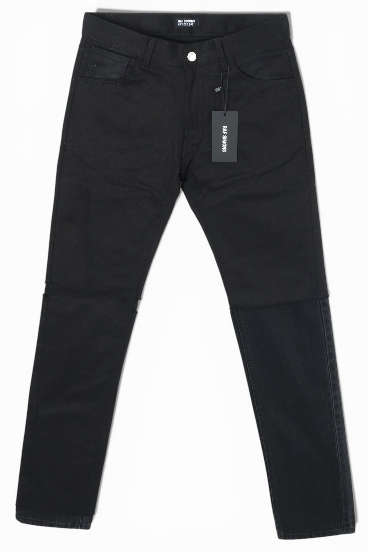 Raf Simons Men's Black Slim Fit Double Destroyed Denim Jeans 202 311 10130 00099