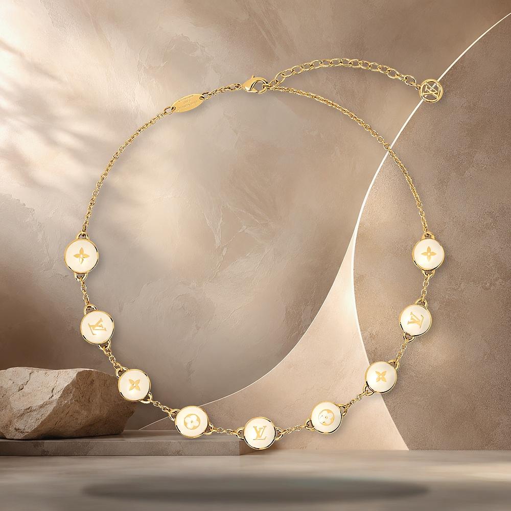 Louis Vuitton Gold-Tone Metal LV Pearly Confetti Pendant Necklace M03898