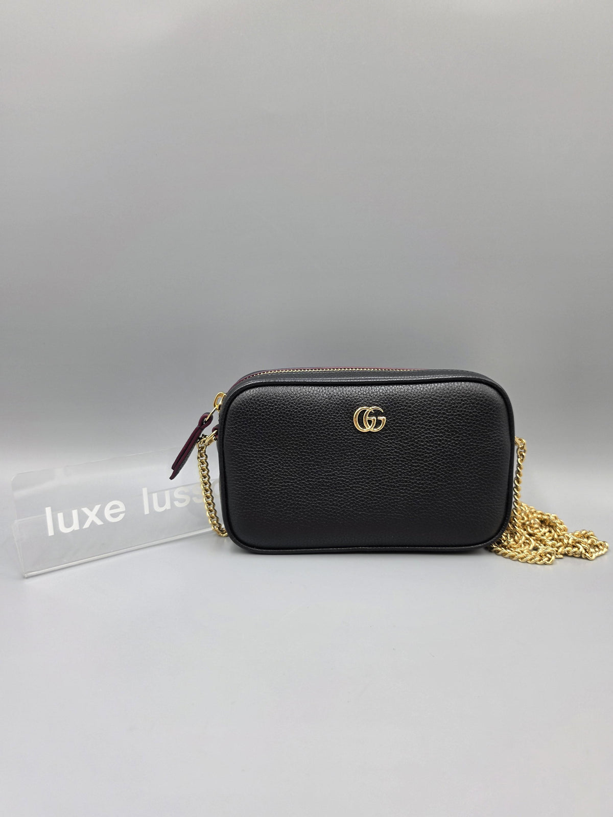 GUCCI GG Marmont Black Leather Mini Shoulder Bag 772759
