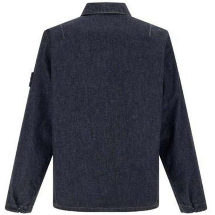 STONE ISLAND Denim Overshirt with Patch Logo Men’s Long Sleeve Shirt