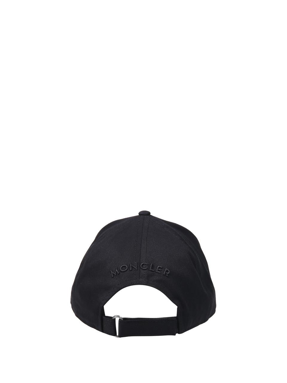 Moncler Black Cotton Logo Baseball Cap
