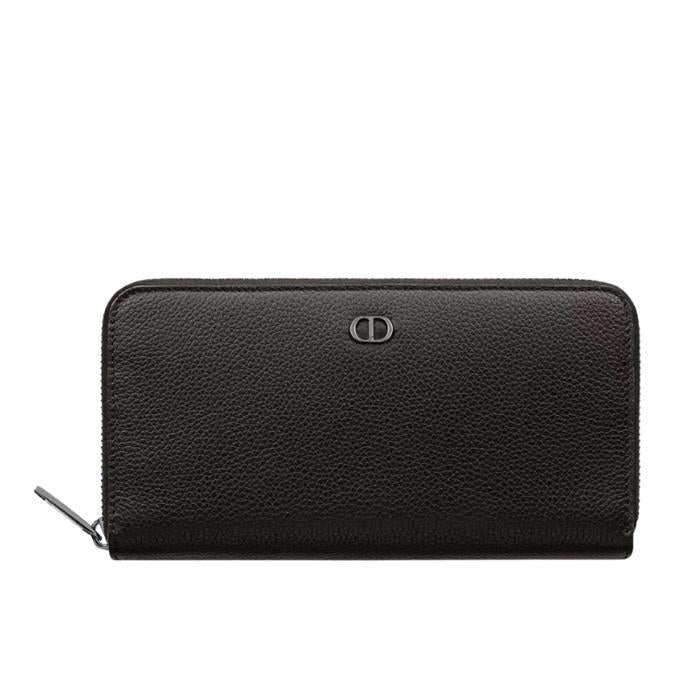 DIOR CD Icon Zip Long Wallet Black Leather Men’s