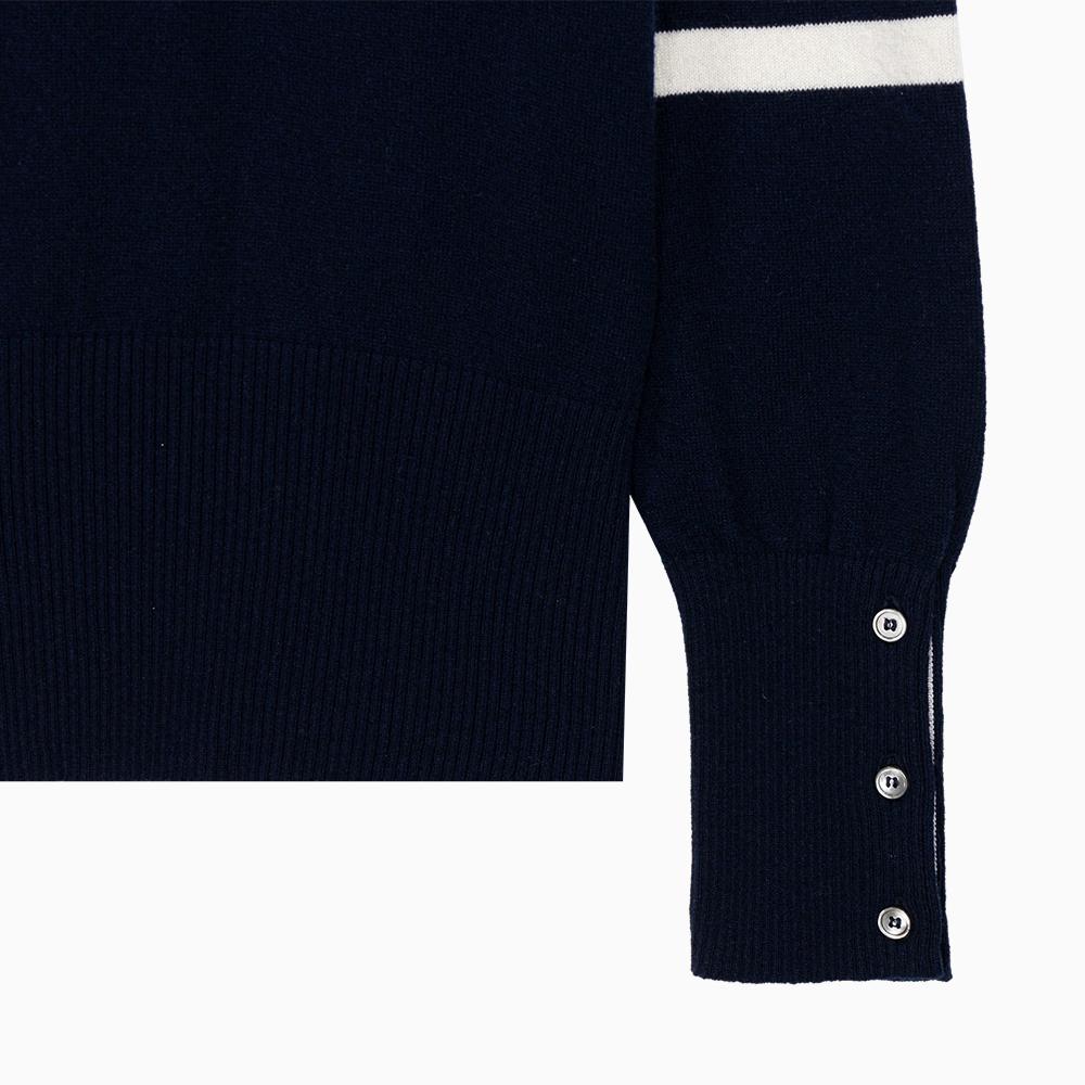 THOM BROWNE Navy Striped Cashmere Crewneck Sweater Unisex