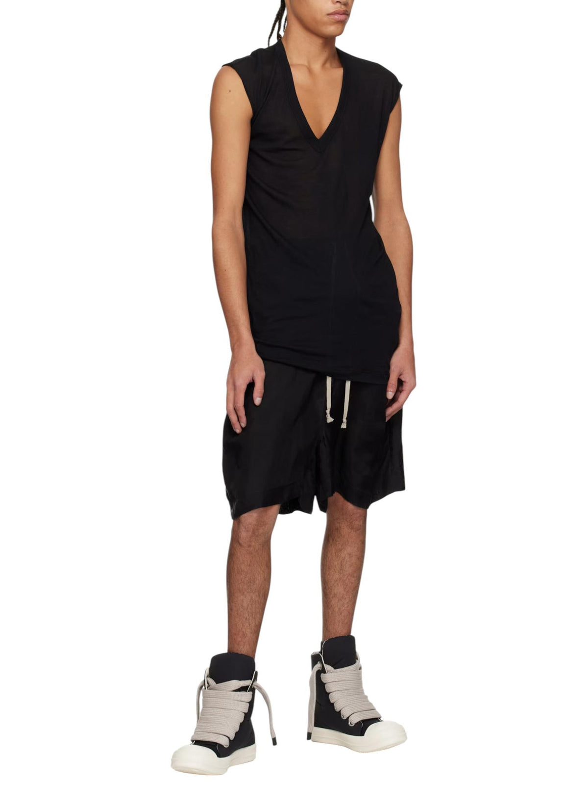 Rick Owens DRKSHDW Jumbo Lace Puffer Sneakers Black Milk High-Top