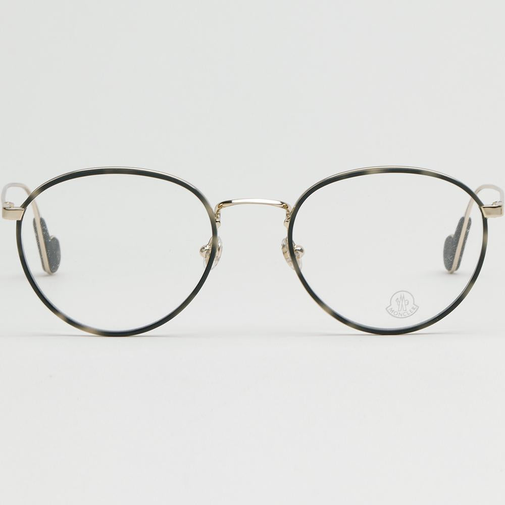 Moncler Lightweight Round Metal Windsor Rim Eyeglass Frames Gray Tort ML5110 032
