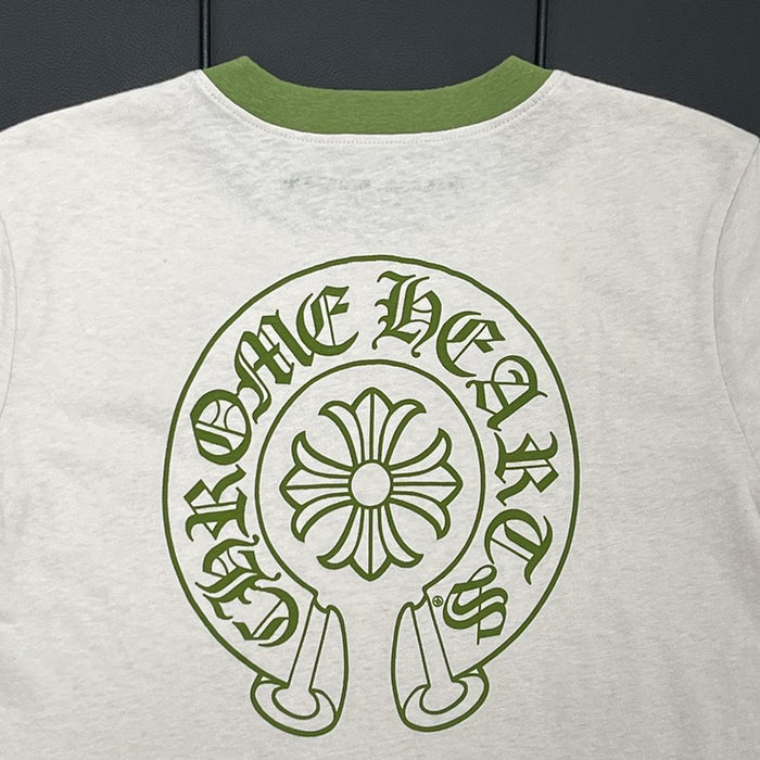 Chrome Hearts Horseshoe Roller Skate Ringer T-Shirt White Olive