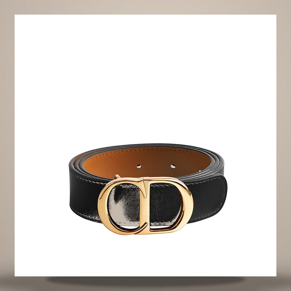 DIOR Reversible CD Icon Belt Black Brown Smooth Calfskin 30mm