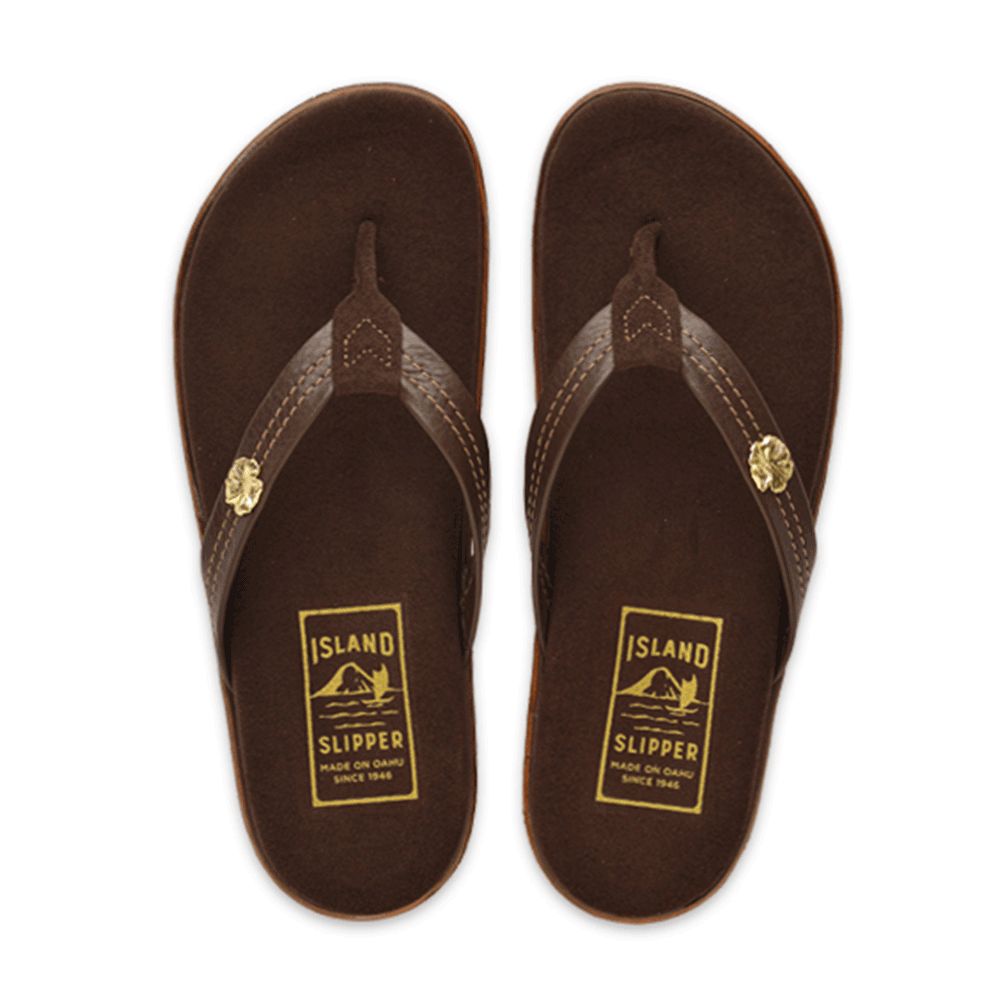 ISLAND SLIPPER Leather Flip-Flop Thong Sandals for Women DT7220FBROW